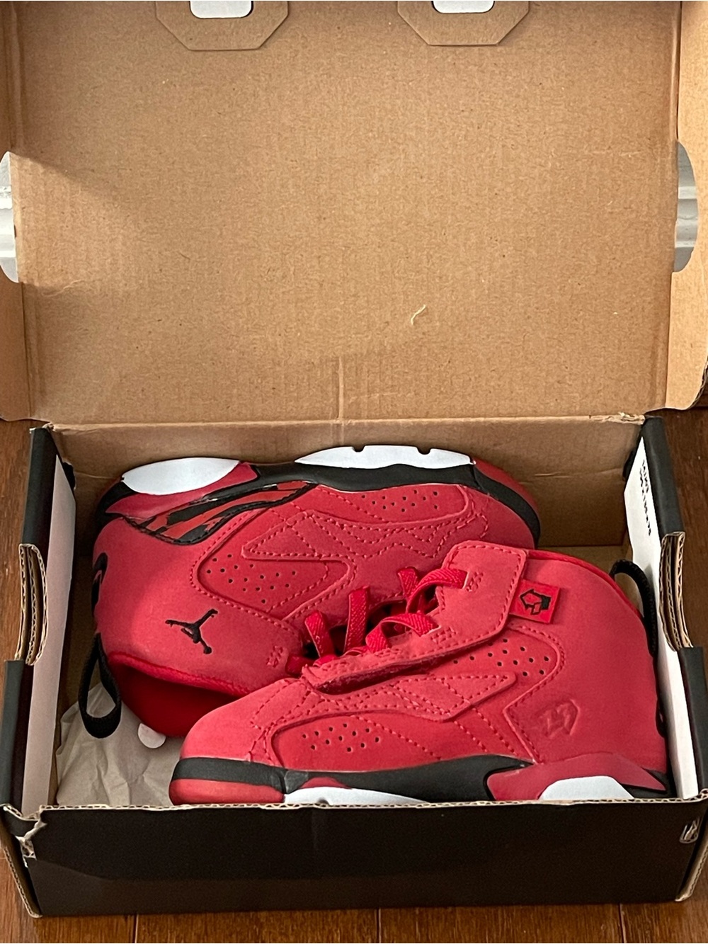 Jordan Kids Red and Black High-Top Sneakers